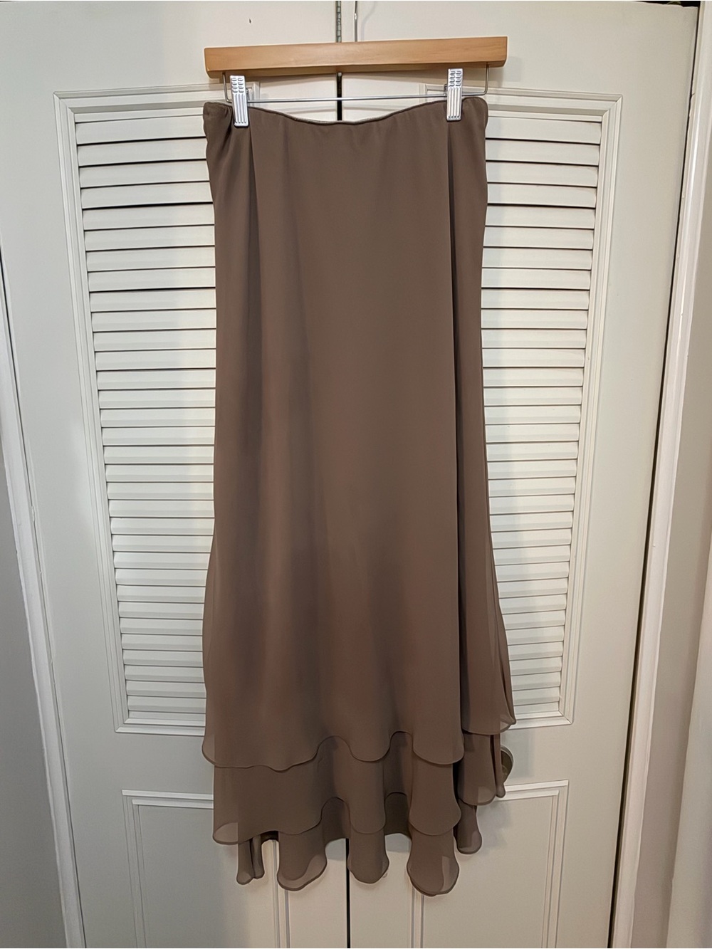 Alex Evenings Taupe Layered Tiered Formal Maxi Skirt • PL